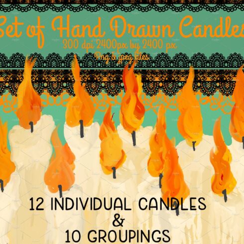 Set of hand drawn candles cover image.