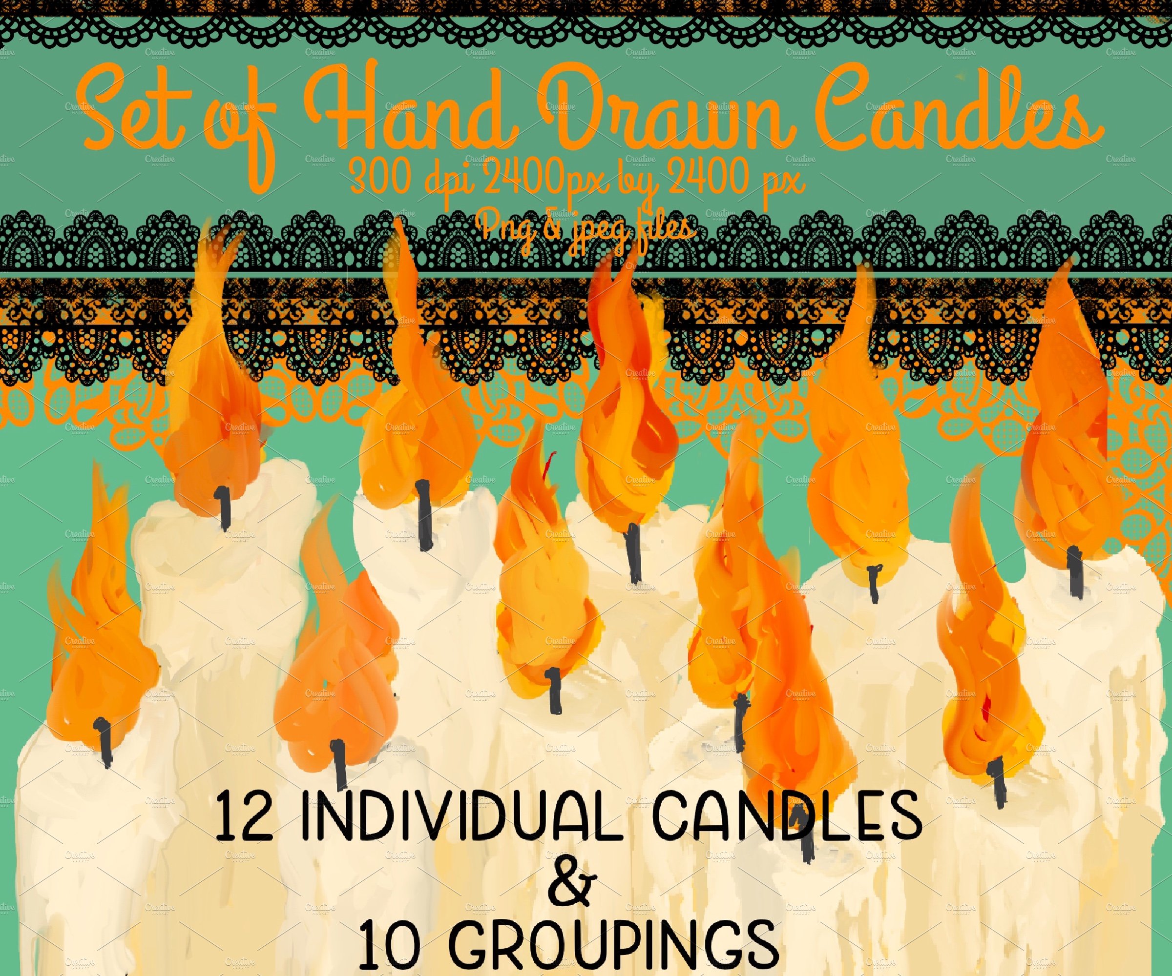 Set of hand drawn candles cover image.