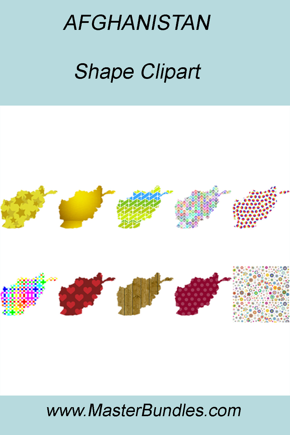 AFGHANISTAN SHAPE CLIPART ICONS pinterest preview image.
