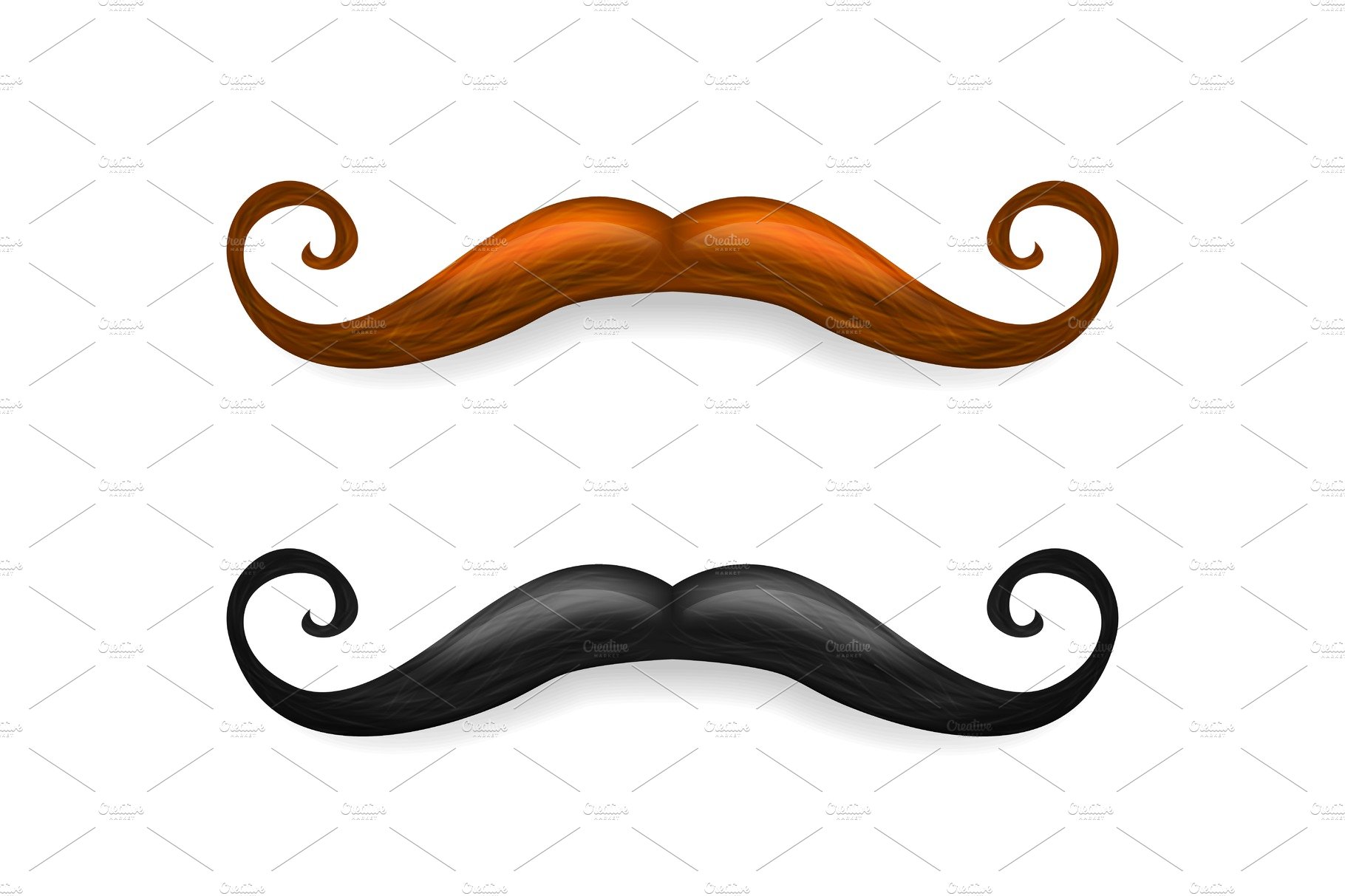 Mustache illustration. Vector brown cover image.