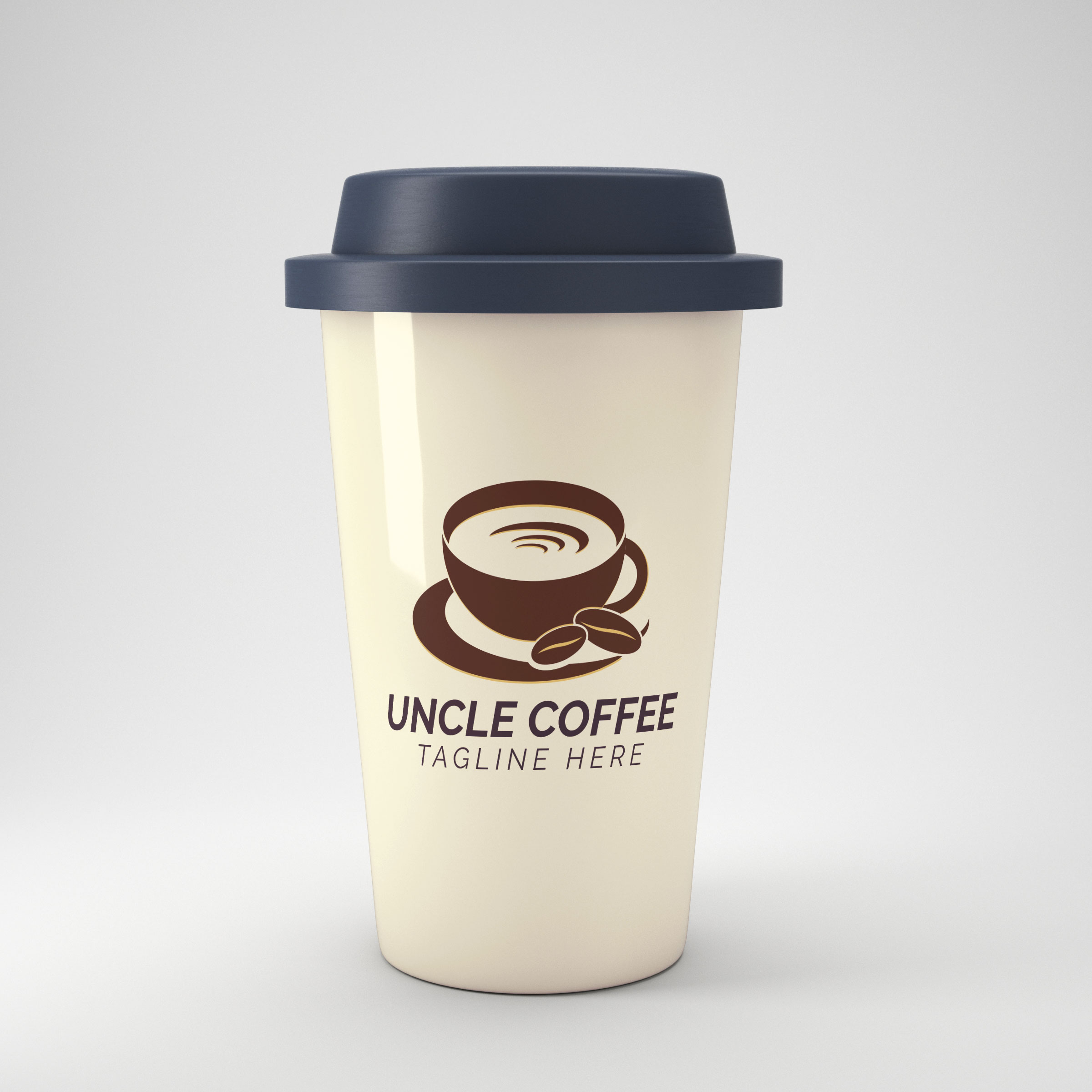 Uncle Coffee cup and coffee beans logo preview image.