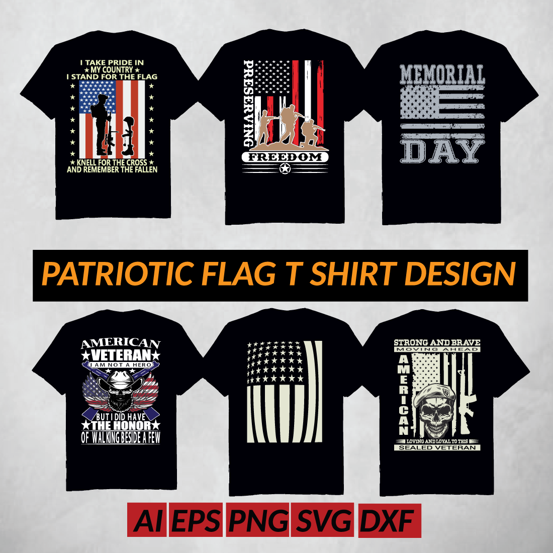 "Celebrate Your Patriotism with Our Stunning Flag T-Shirt Design" preview image.