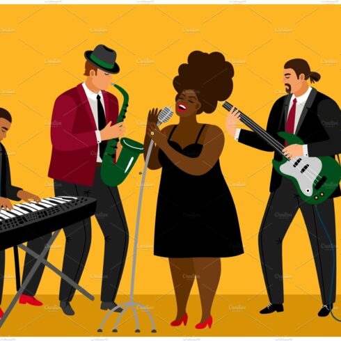 Jazz band illustration cover image.