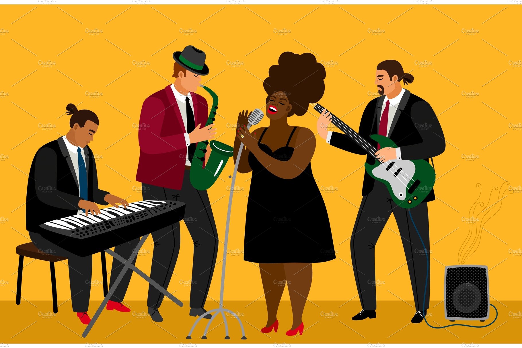 Jazz band illustration cover image.