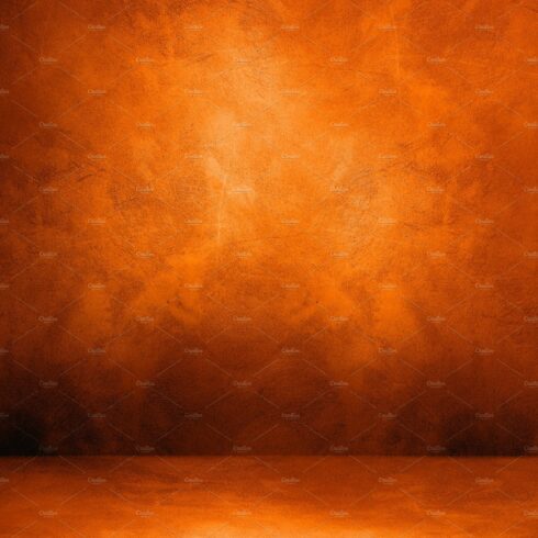 Empty dark orange concrete interior background cover image.