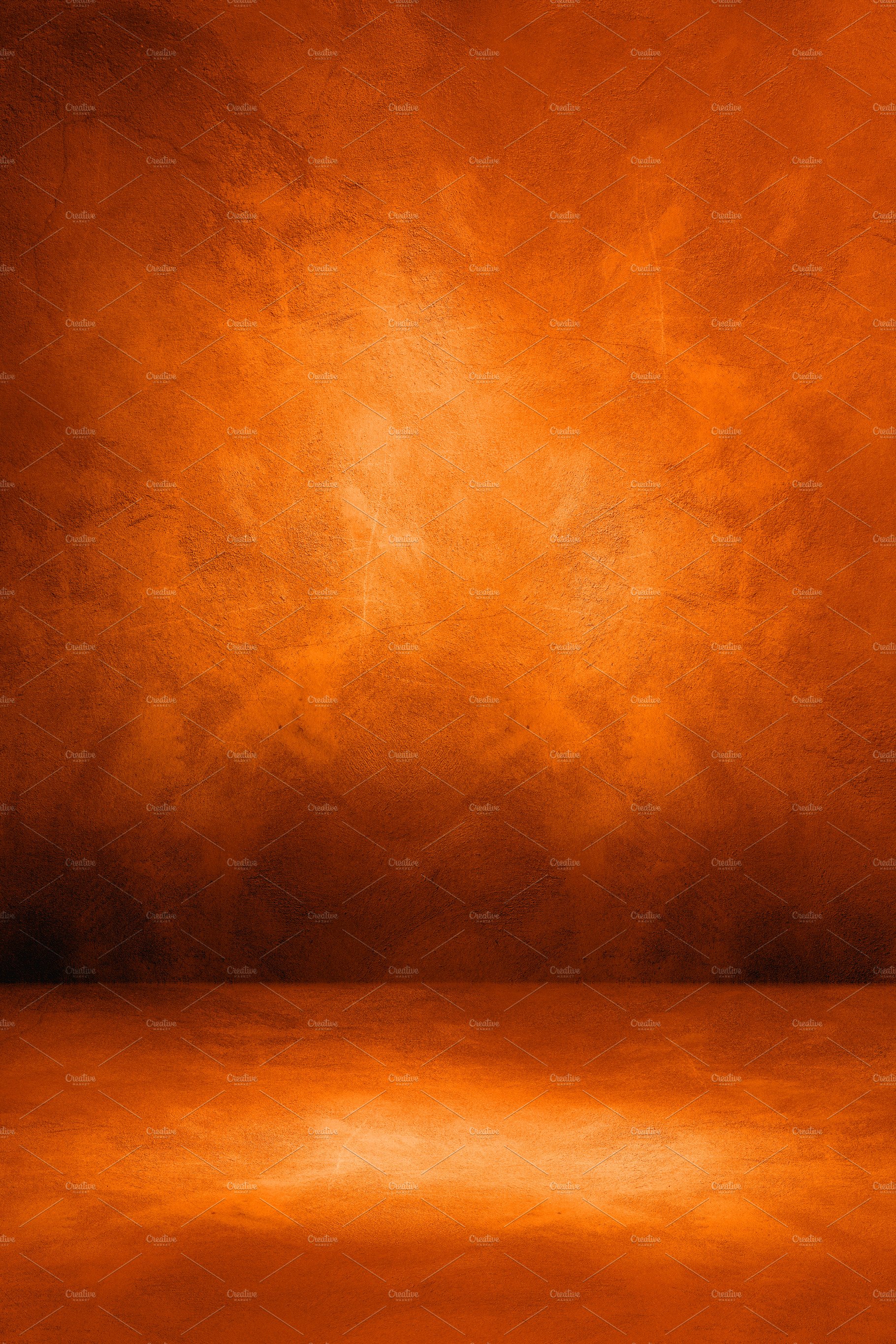 Empty dark orange concrete interior background cover image.