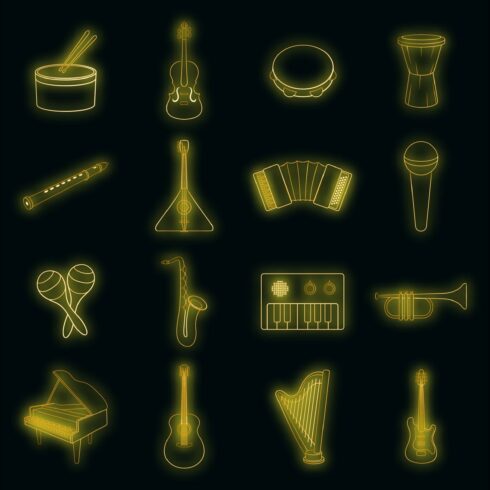 Musical instruments icons set vector cover image.