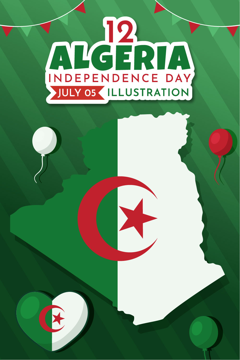 12 Algeria Independence Day Illustration pinterest preview image.