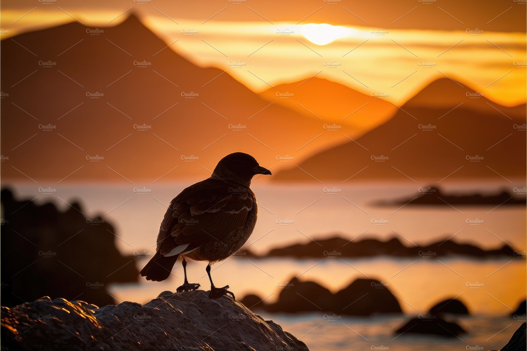 Backlit with a seagull in the foreground and a amazing golden su cover image.