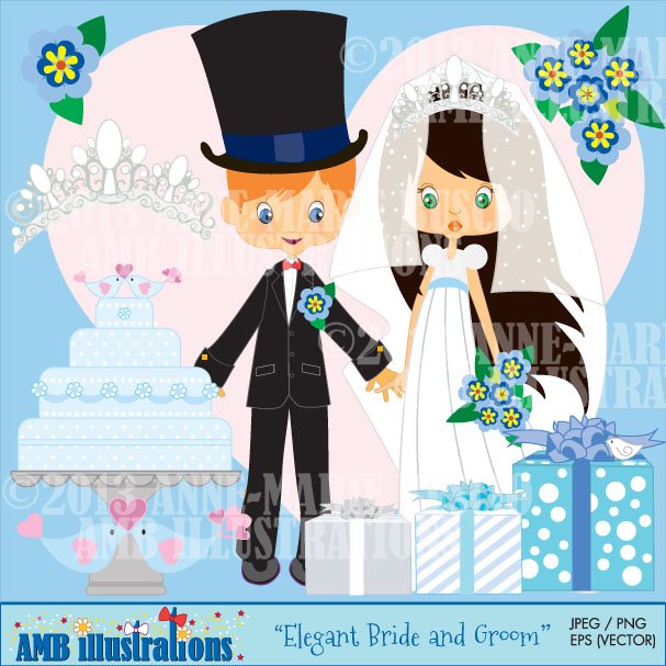 Bride and Groom Clipart AMB-258 cover image.