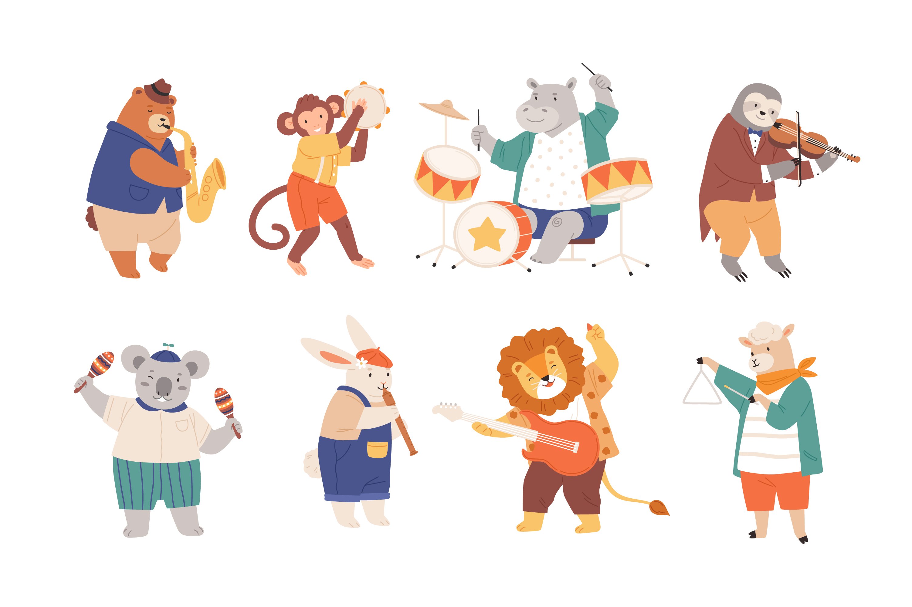 Cute animals musicians set cover image.