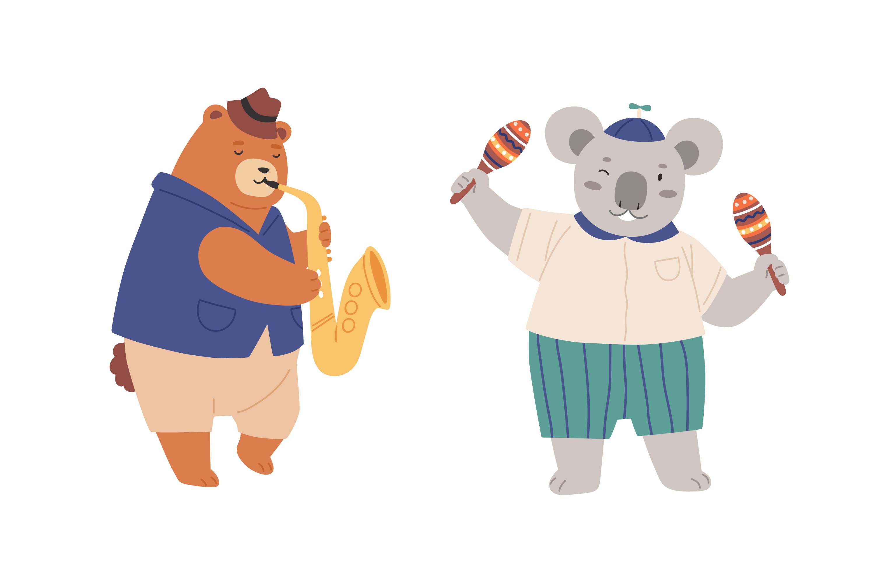 Cute animals musicians set preview image.