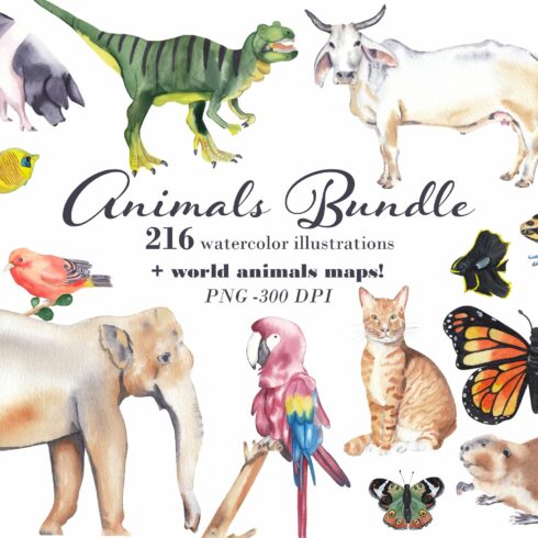 Watercolor Animals Bundle & Maps! cover image.