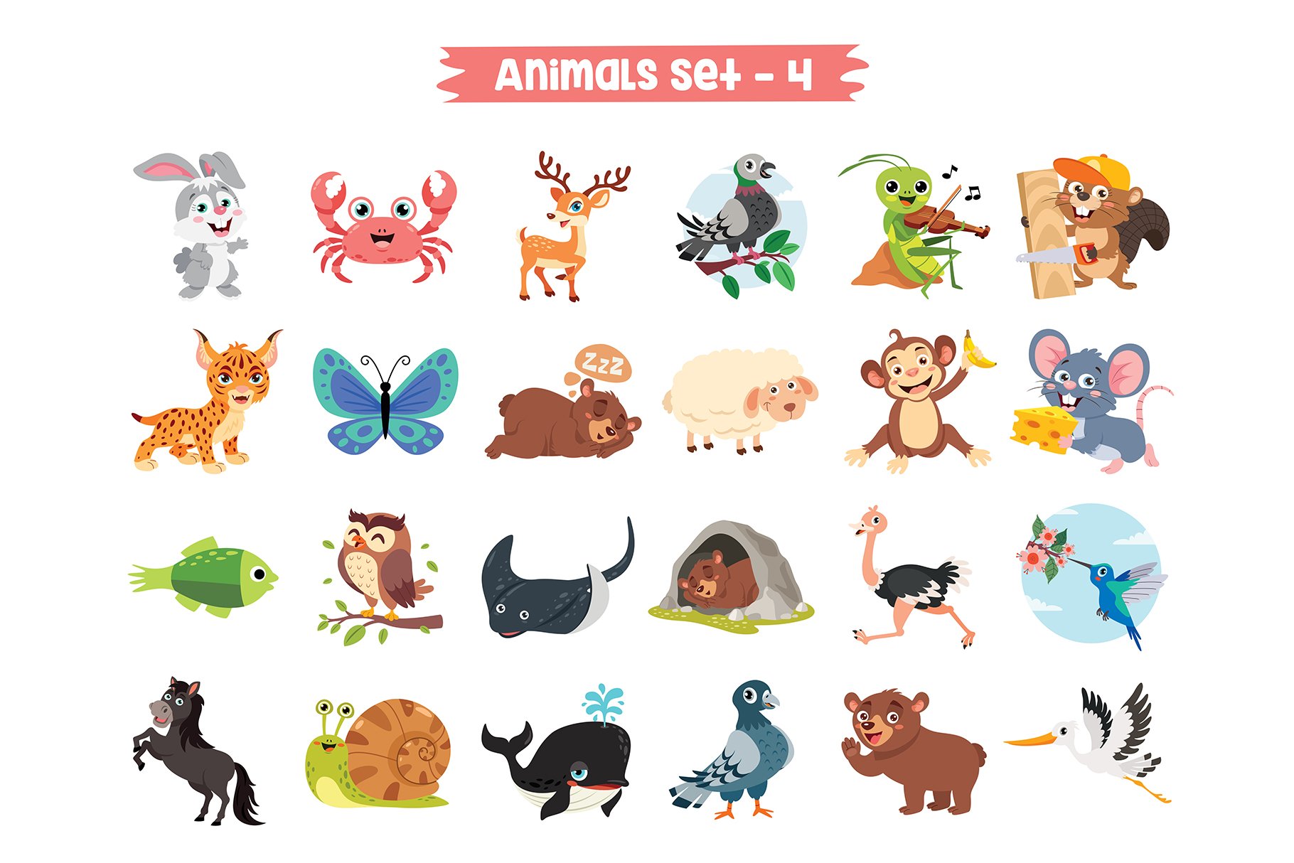 Set Of Vector Cartoon Animals cover image.