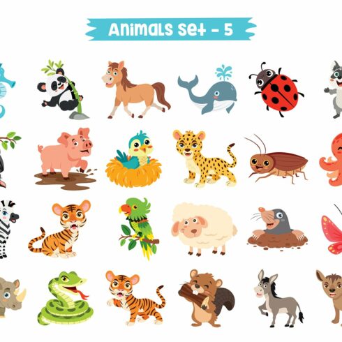 Set Of Vector Cartoon Animals cover image.