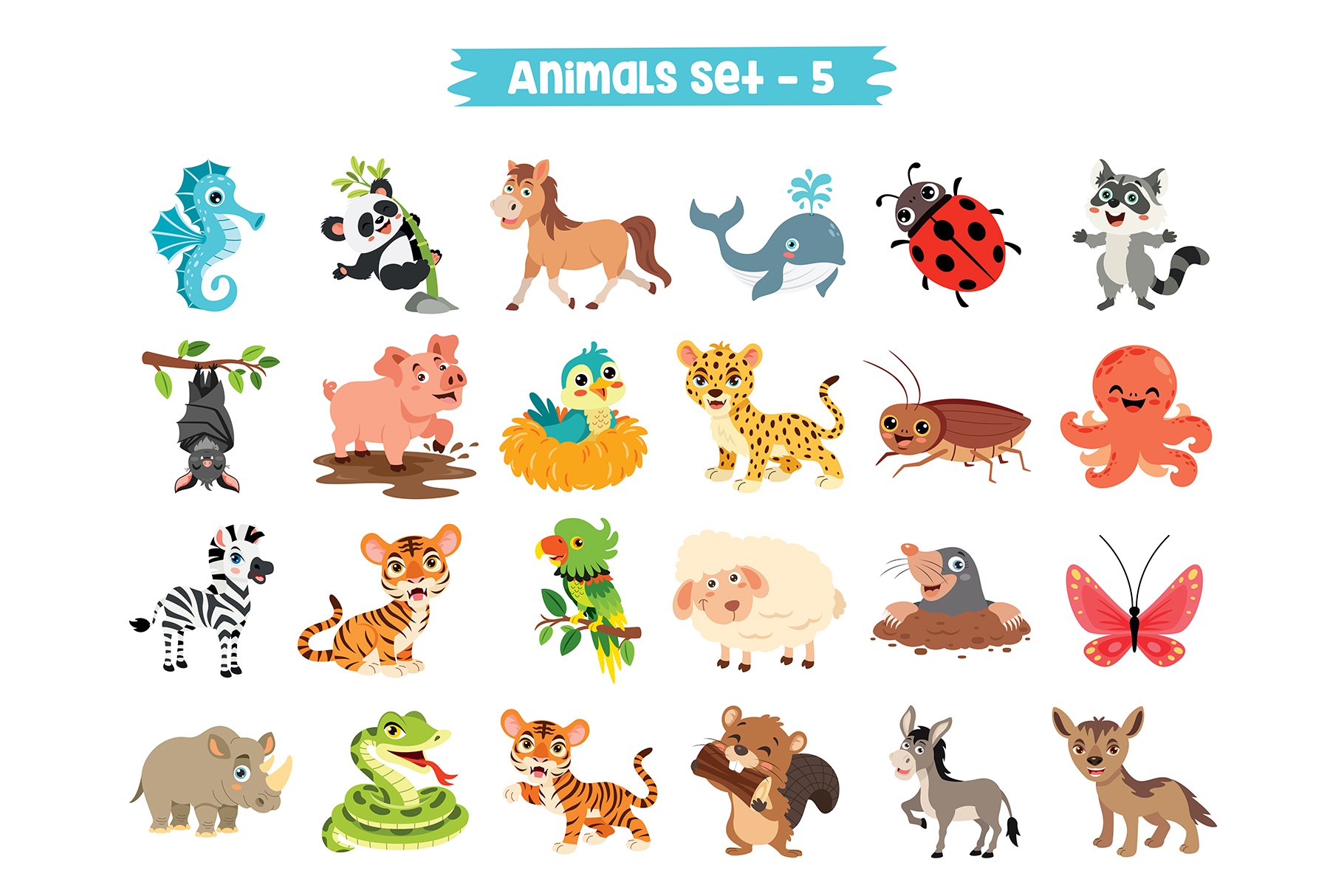 Set Of Vector Cartoon Animals cover image.