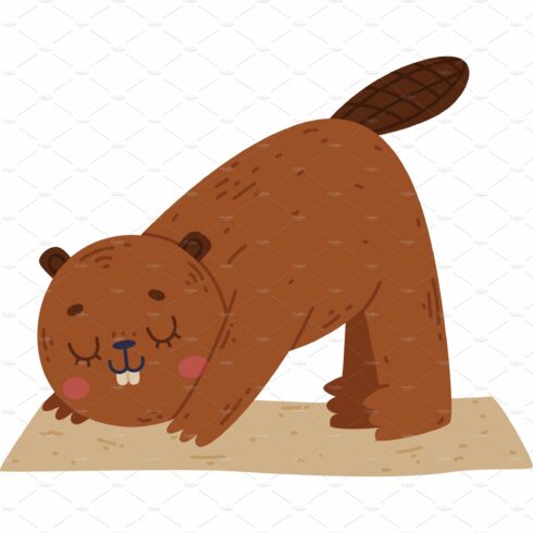 Funny Beaver Animal on Yoga Mat cover image.