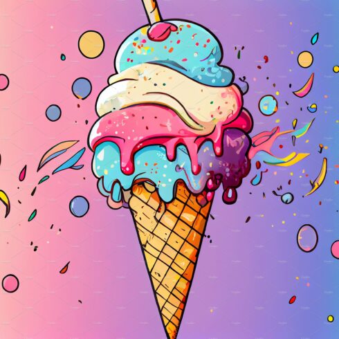 Cartoon illustration of ice cream cover image.