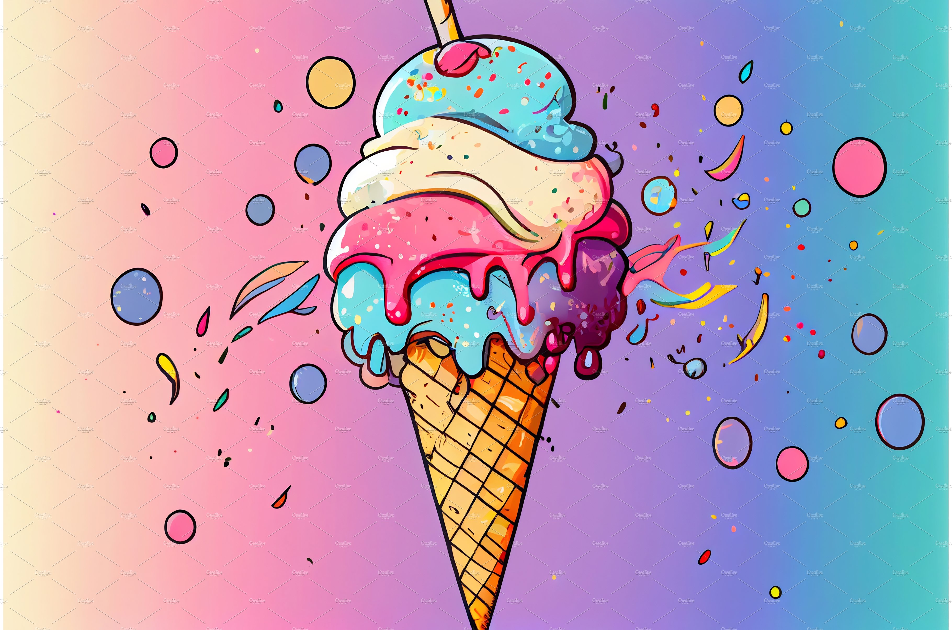 Cartoon illustration of ice cream cover image.
