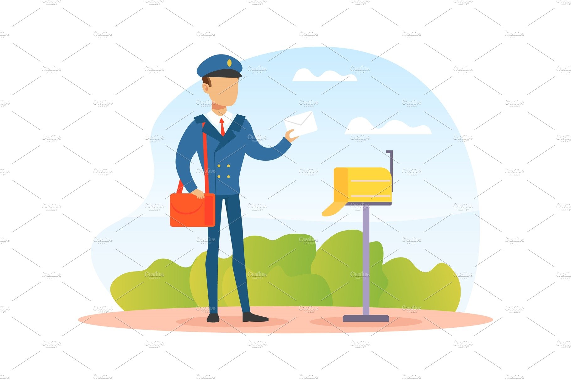 Postman Putting Letter in Mailbox cover image.