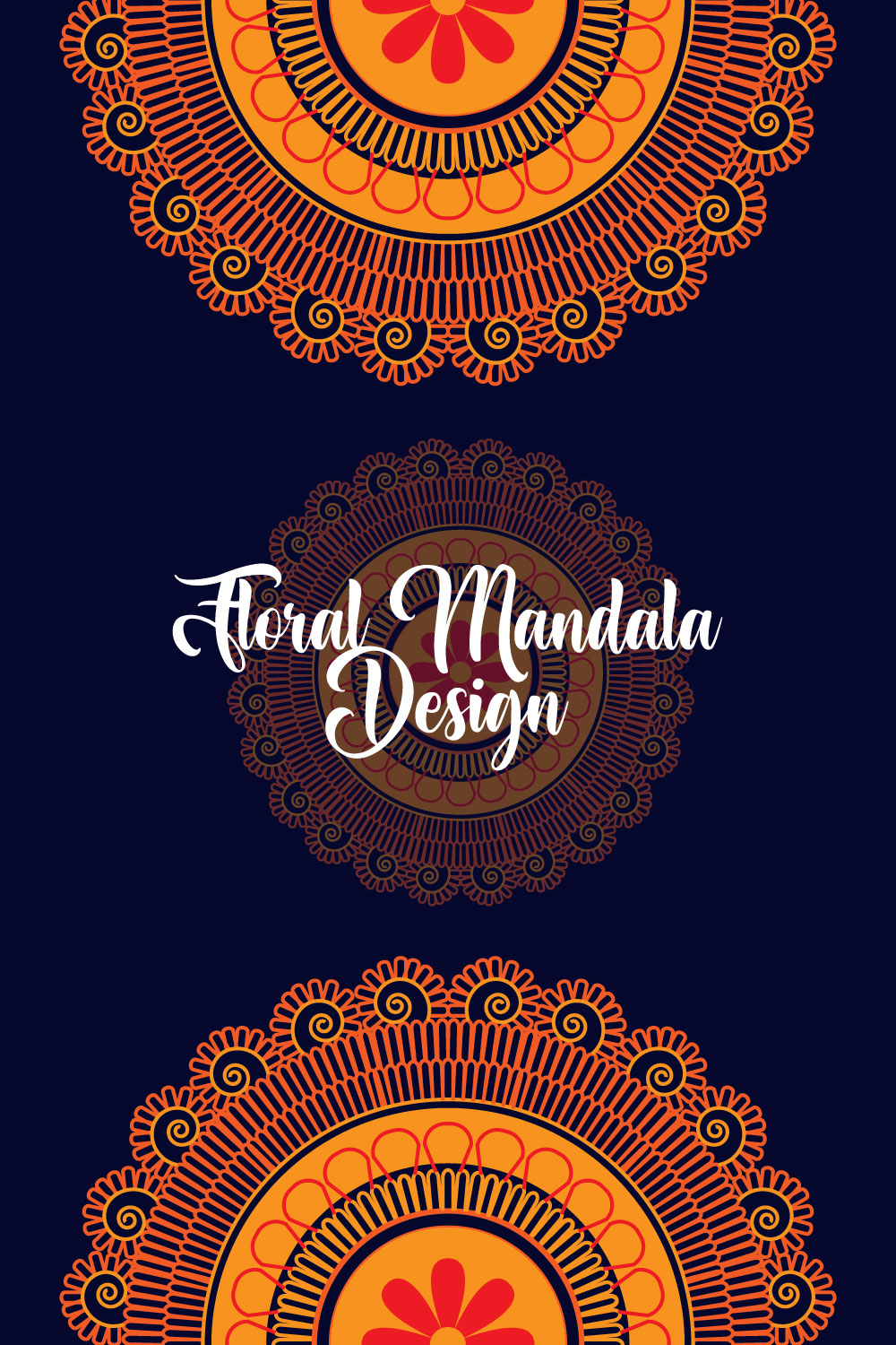 Floral Mandala Design Template pinterest preview image.