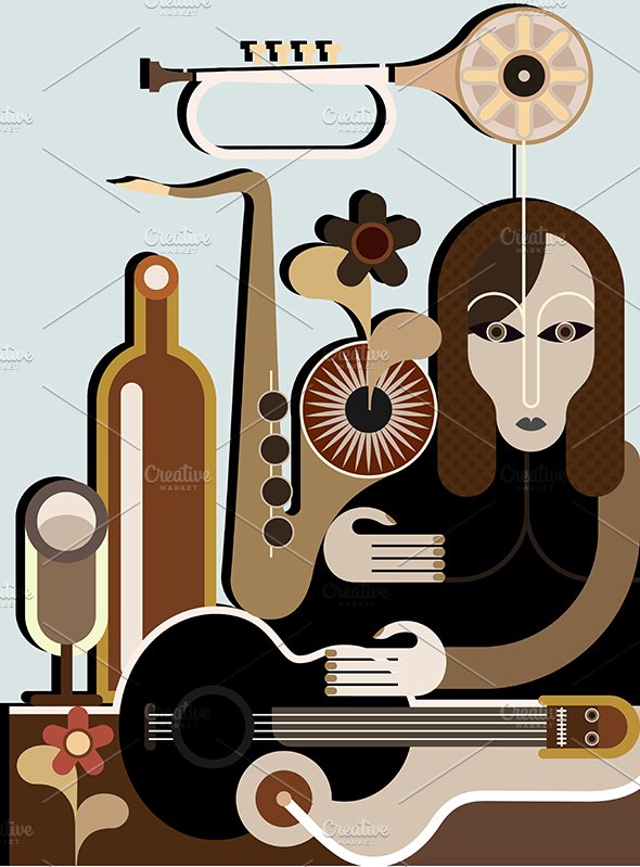 Woman with musical instruments cover image.