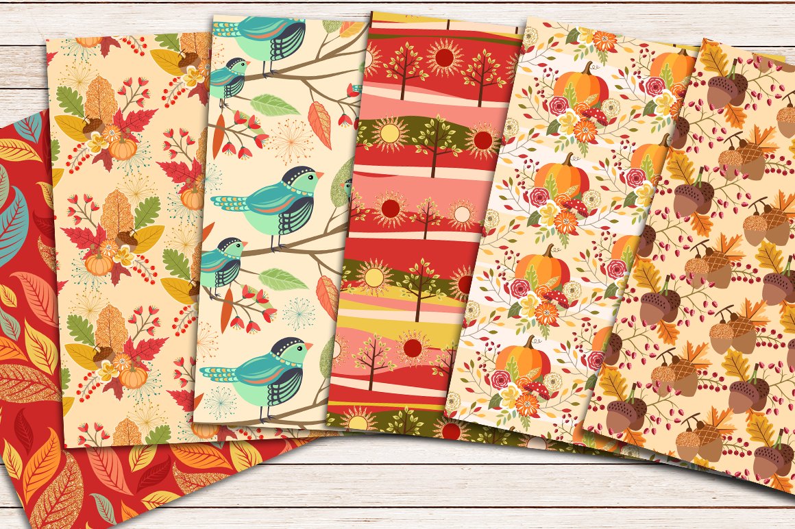 AUTUMN digital papers preview image.