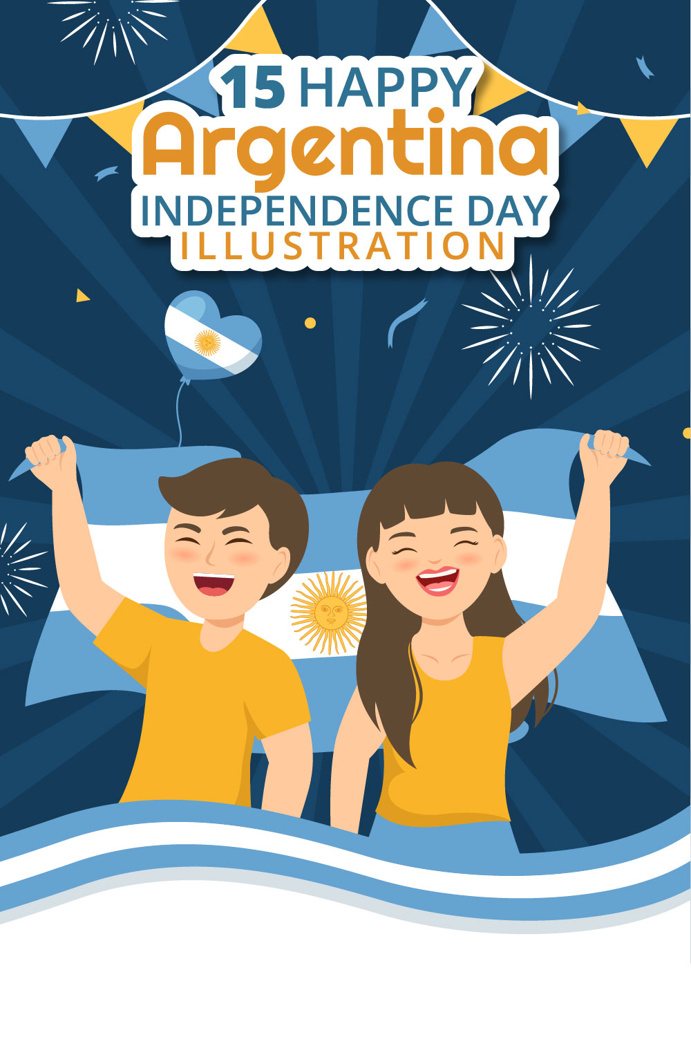 15 Happy Argentina Independence Day Illustration pinterest preview image.