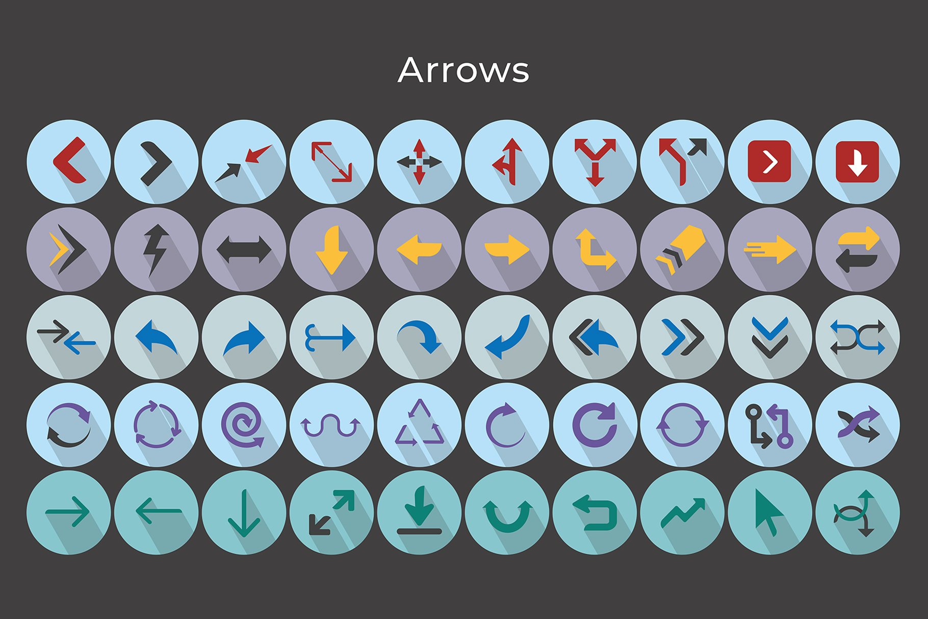 arrows vector flat icons 5 86
