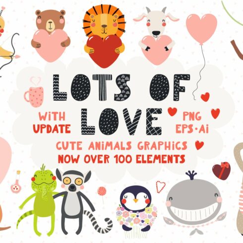 Valentine Day Cute Animals Clipart cover image.