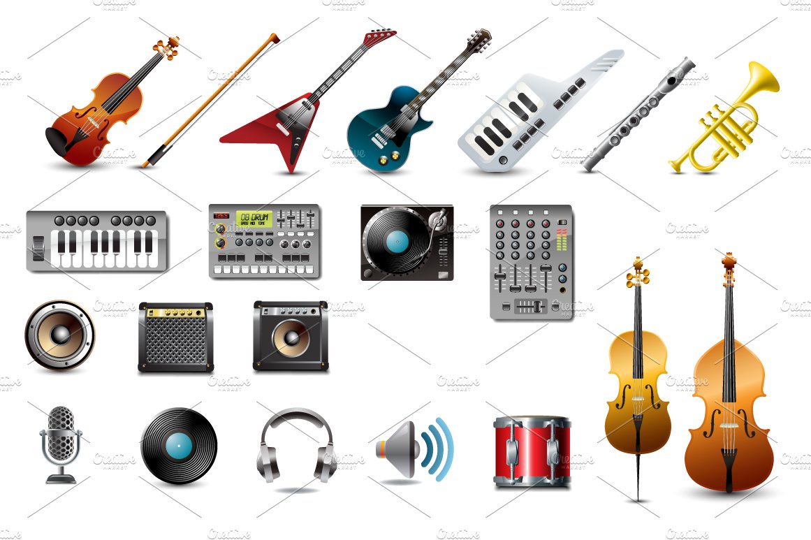 music instrument + DJ icons preview image.