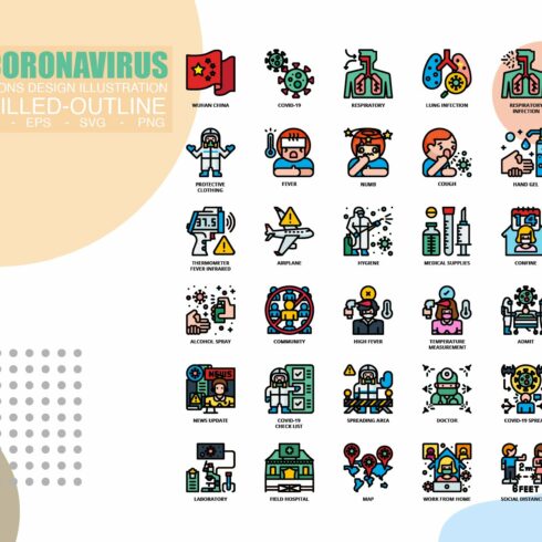 36 Coronavirus icons set x 3 Style cover image.