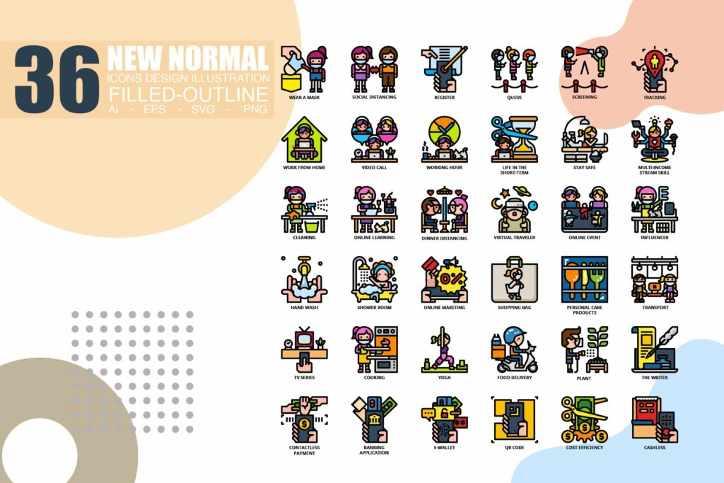 36 New Normal Icons x 3 style – MasterBundles