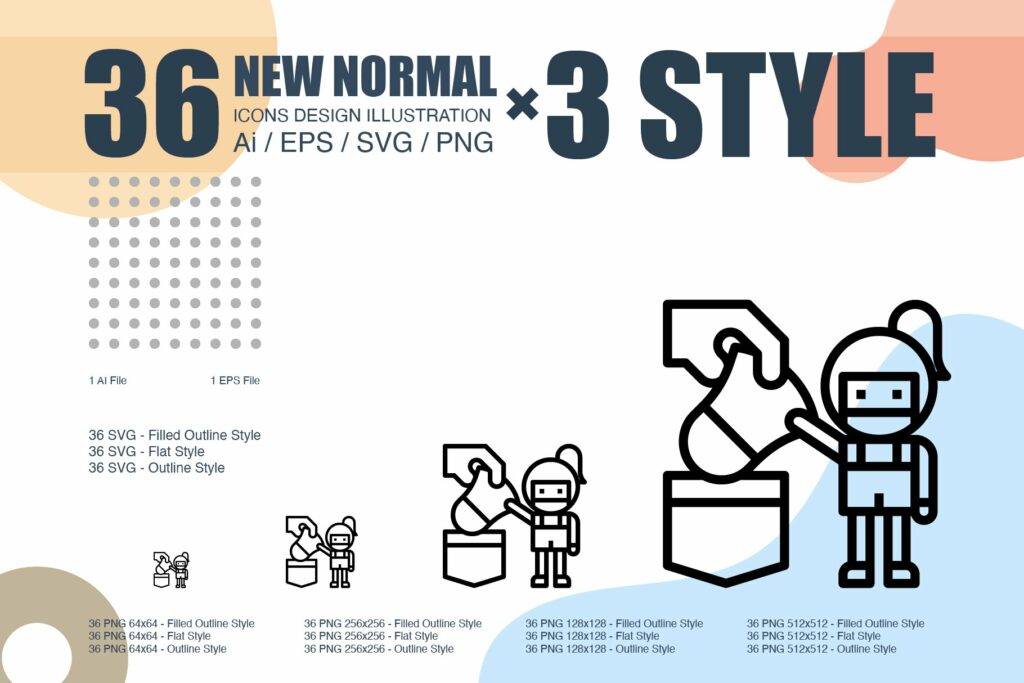 36 New Normal Icons x 3 style – MasterBundles