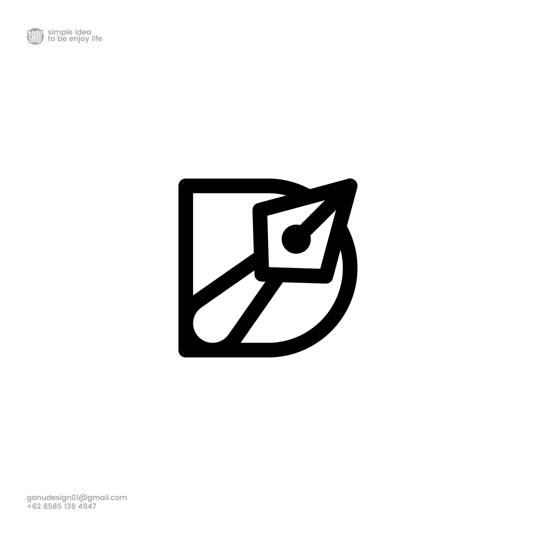 D letter logo with Pen design preview image.