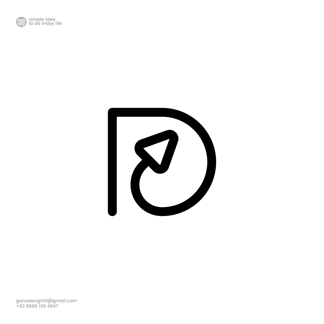 Minimalist D letter logo with Arrow design preview image.