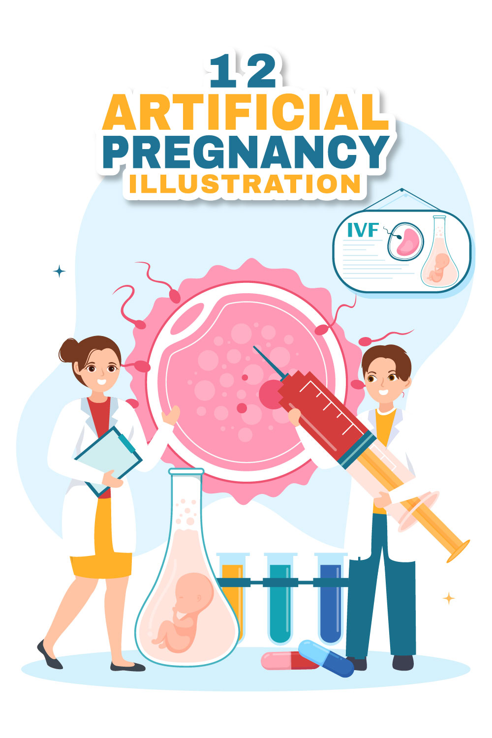 12 Artificial Pregnancy Vector Illustration pinterest preview image.