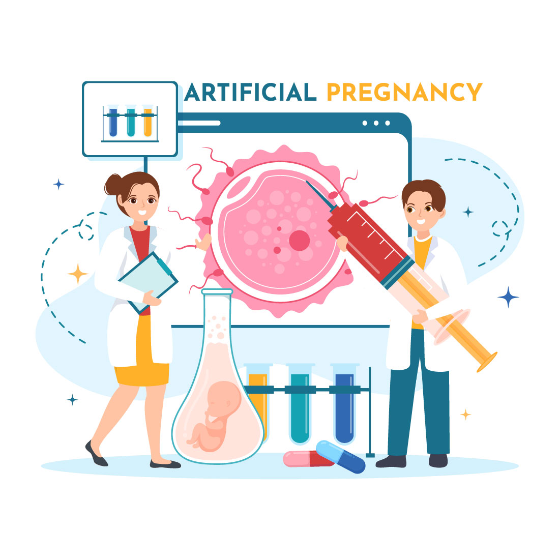 12 Artificial Pregnancy Vector Illustration cover image.