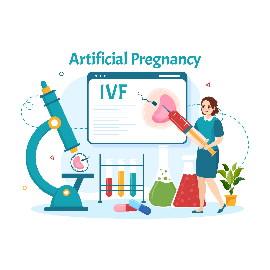 12 Artificial Pregnancy Vector Illustration preview image.