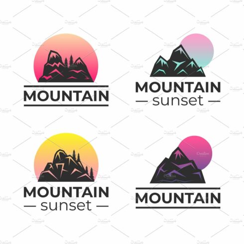 Mountain sunset vector illustration cover image.