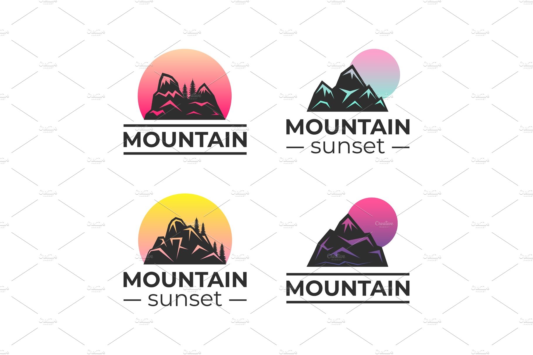 Mountain sunset vector illustration cover image.