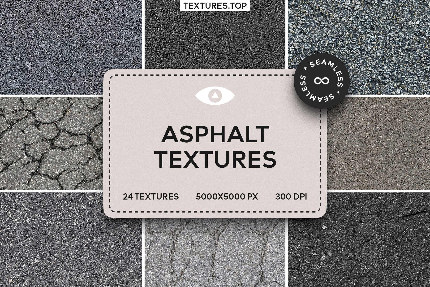 24 Seamless Asphalt Texture Pack cover image.