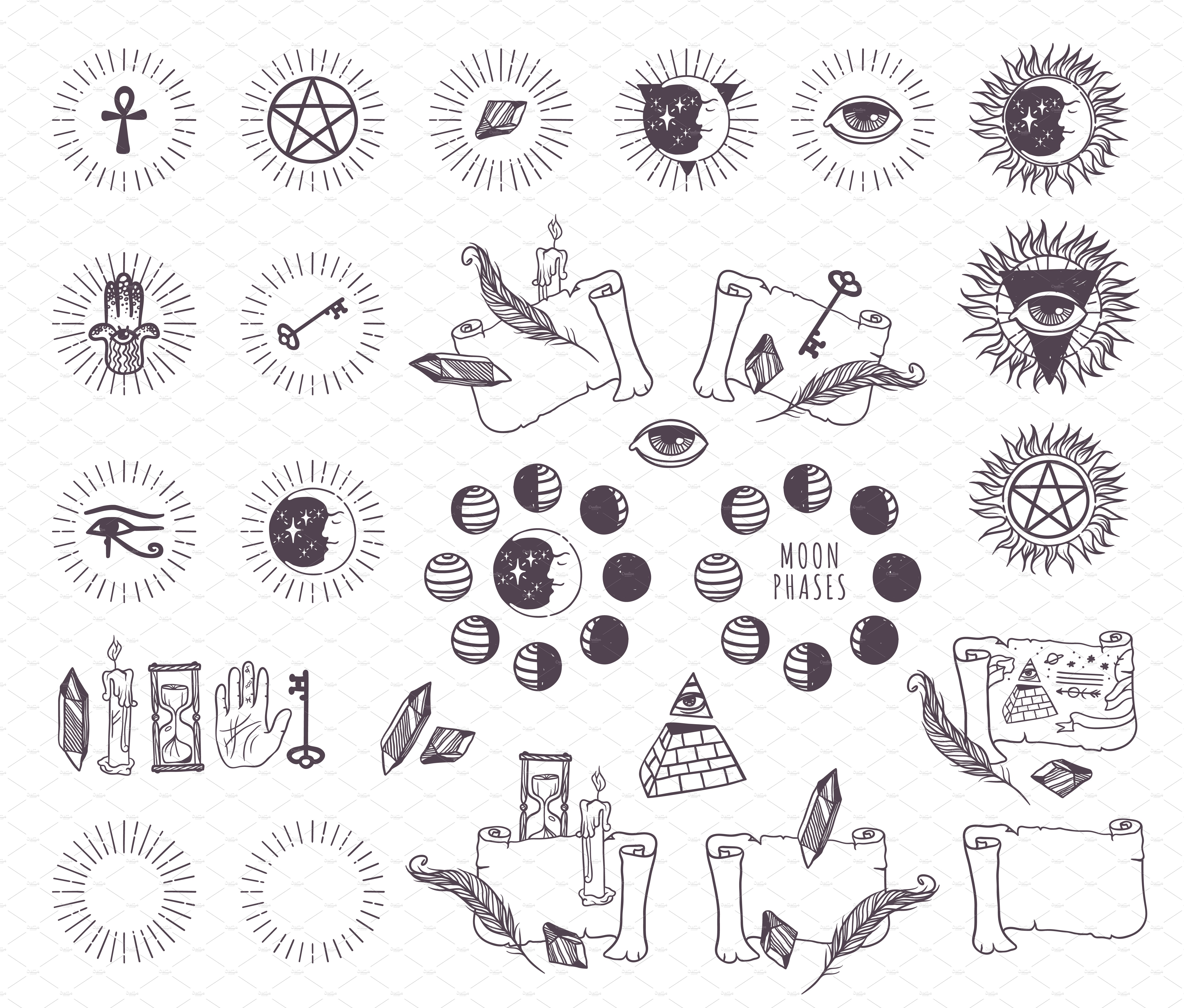 Astrology esoteric vector icons cover image.
