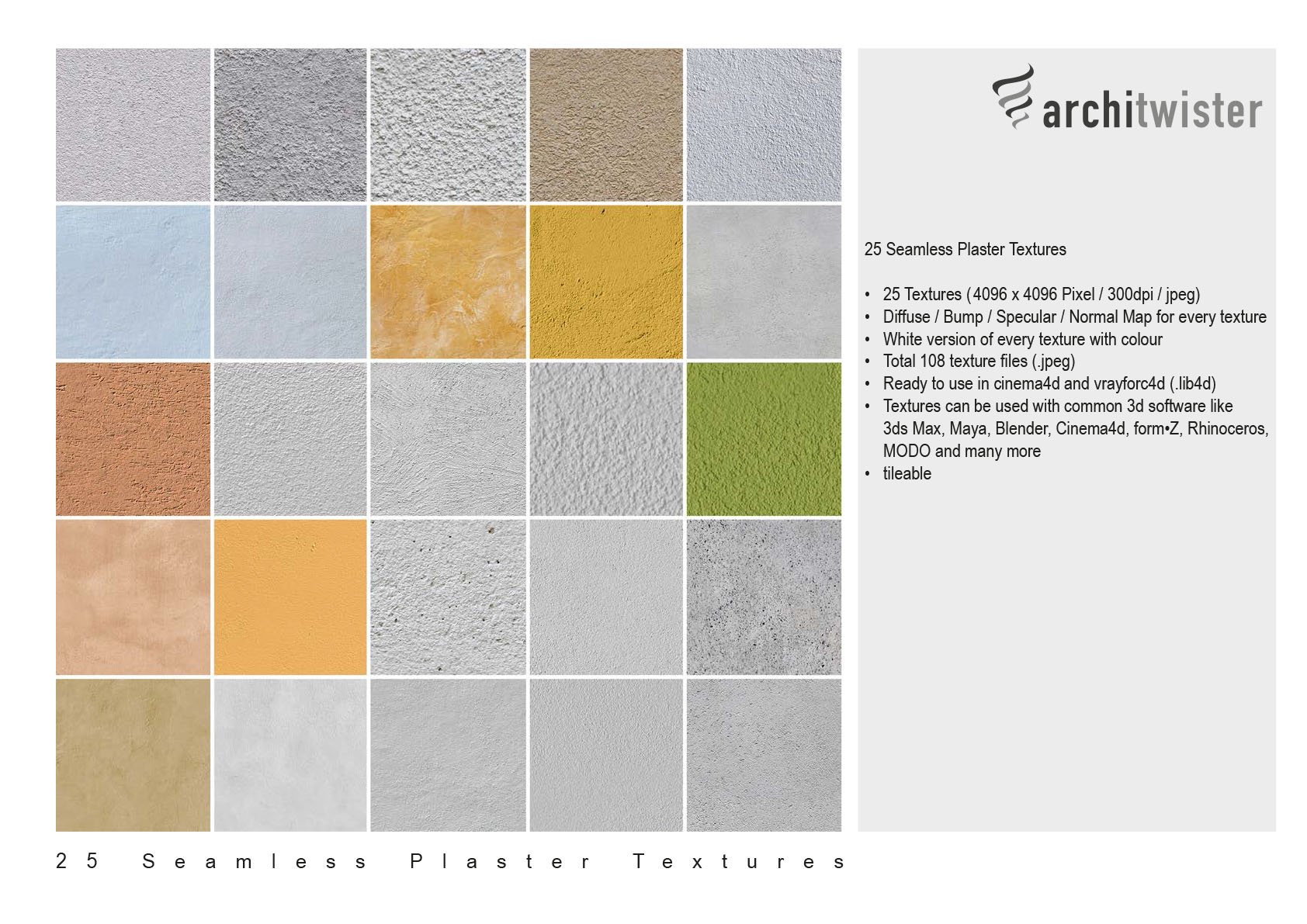 25 Seamless Plaster Textures preview image.