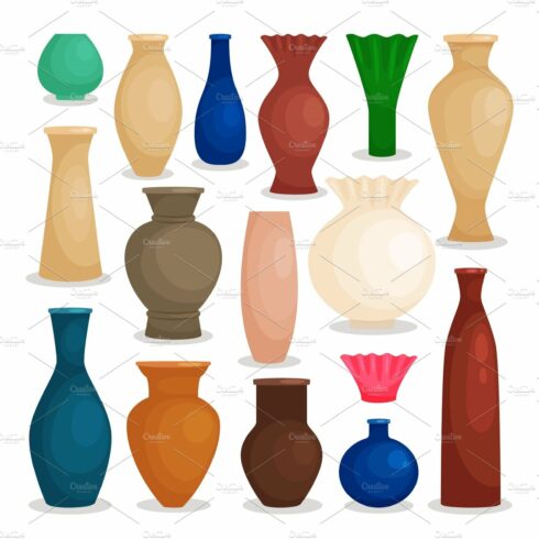 Vases colorful icons set cover image.