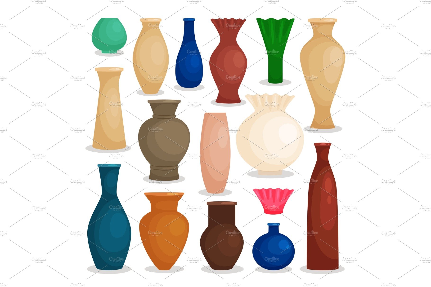 Vases colorful icons set cover image.
