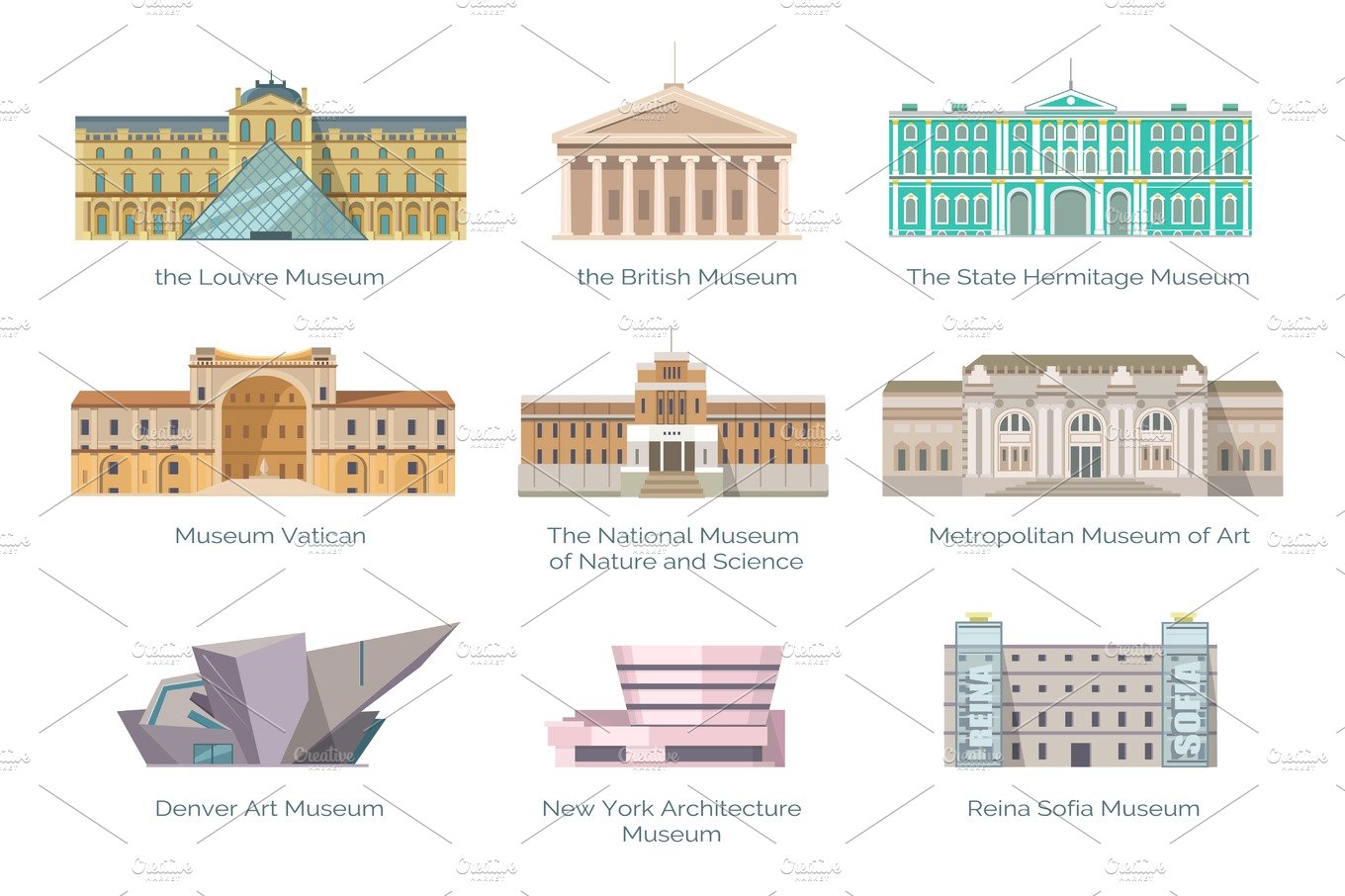Most Famous Museums in Whole World Illustration cover image.