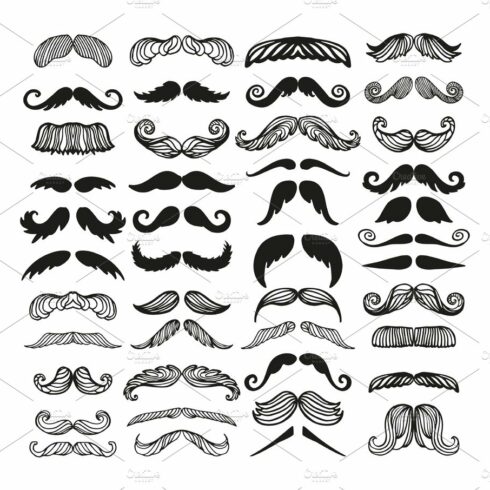 Vector mustache silhouette isolated cover image.