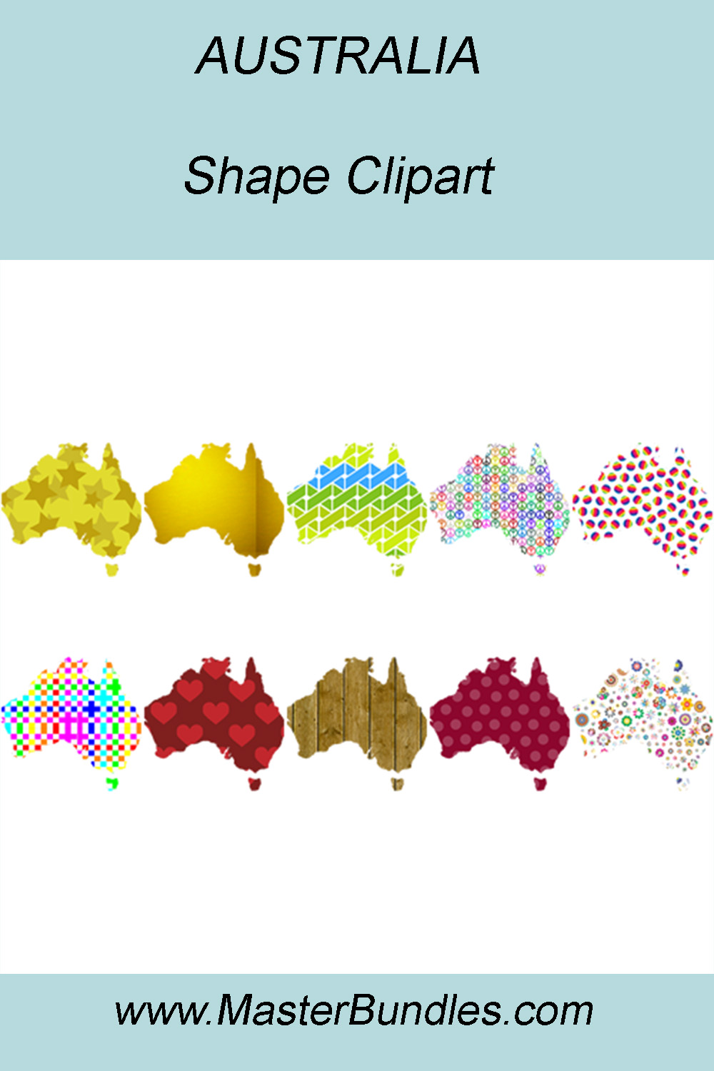 AUSTRALIA SHAPE CLIPART ICONS pinterest preview image.