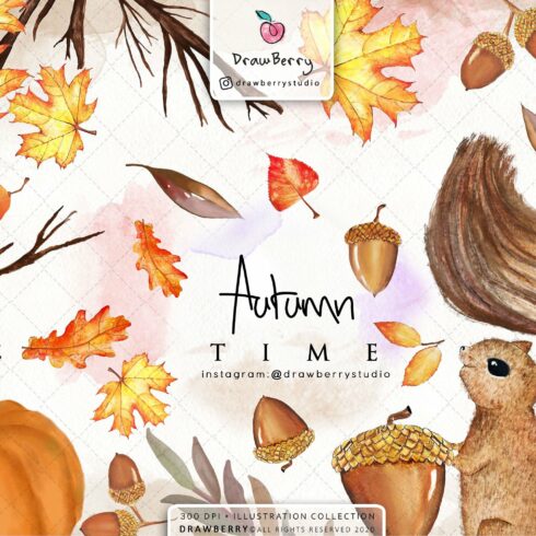 Watercolor Fall Autumn Clipart CP008 cover image.